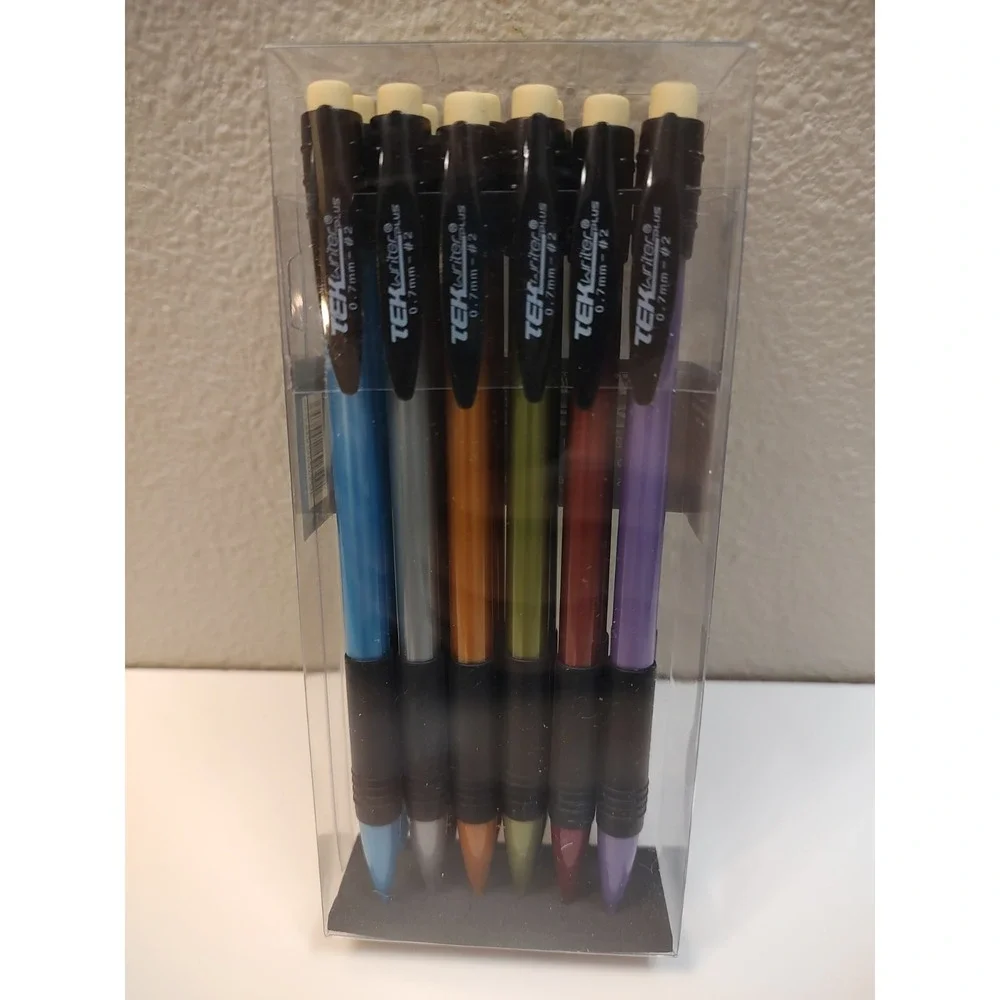 NEW  Tek Writer Plus Mechanical Pencils 0.7mm #2 Various Colors With Erasers D8
